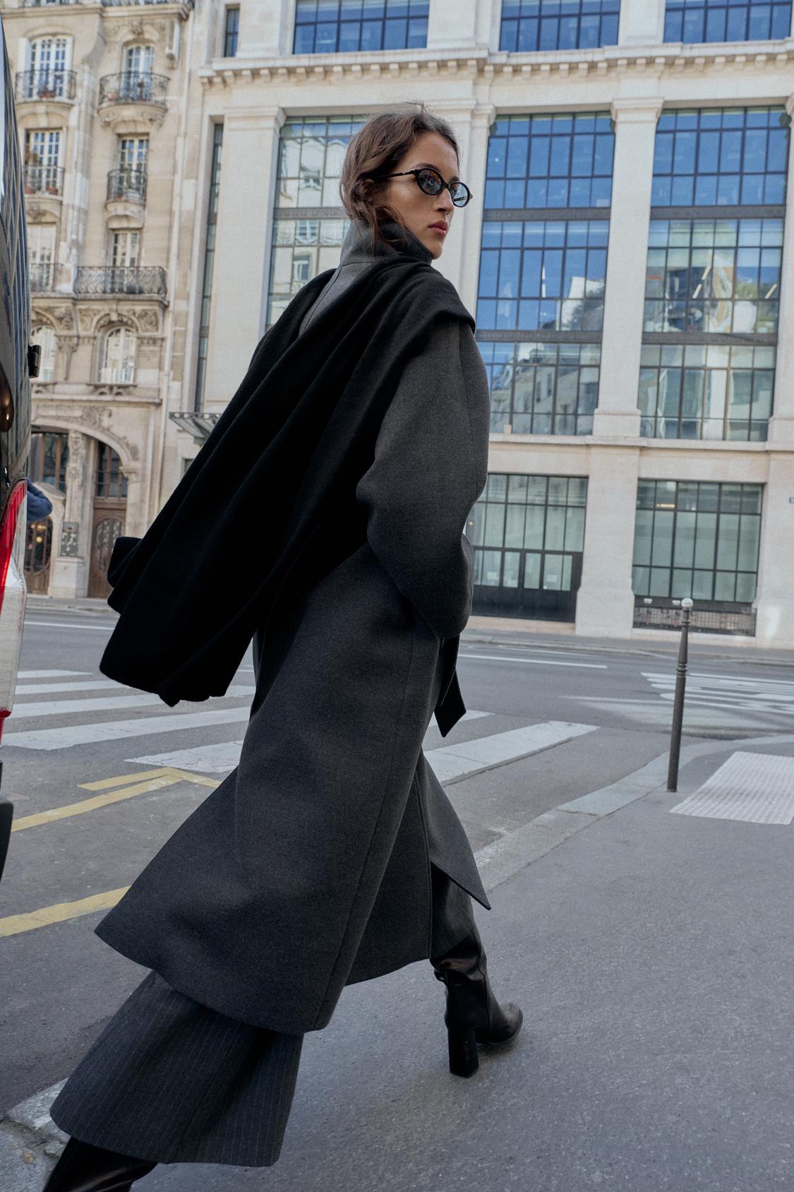 SOFT HIGH-NECK BELTED COAT