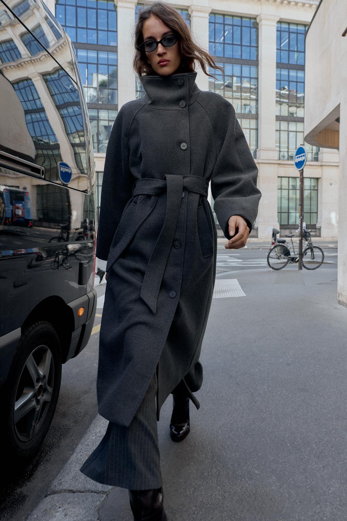 SOFT HIGH-NECK BELTED COAT