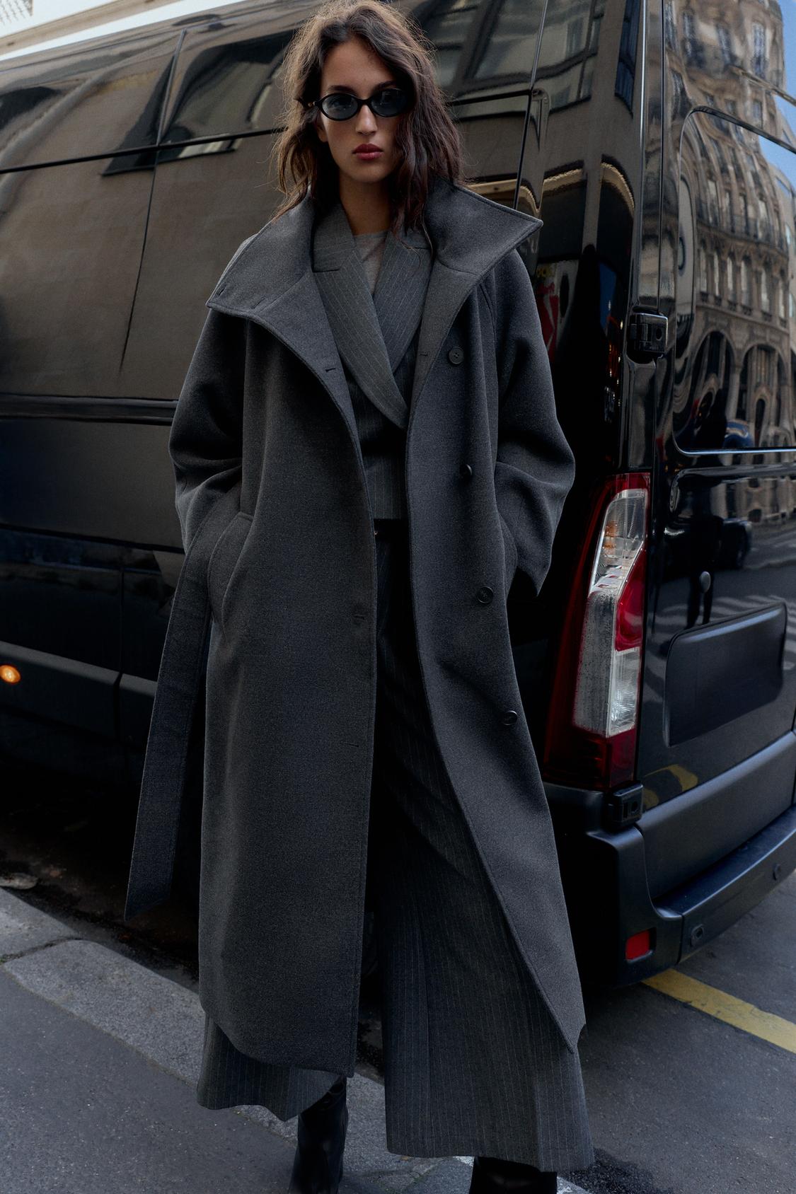 SOFT HIGH-NECK BELTED COAT
