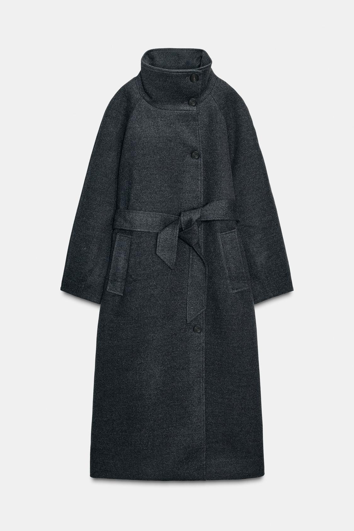 SOFT HIGH-NECK BELTED COAT