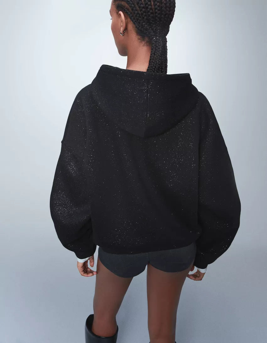 Glitter hooded sweatshirt