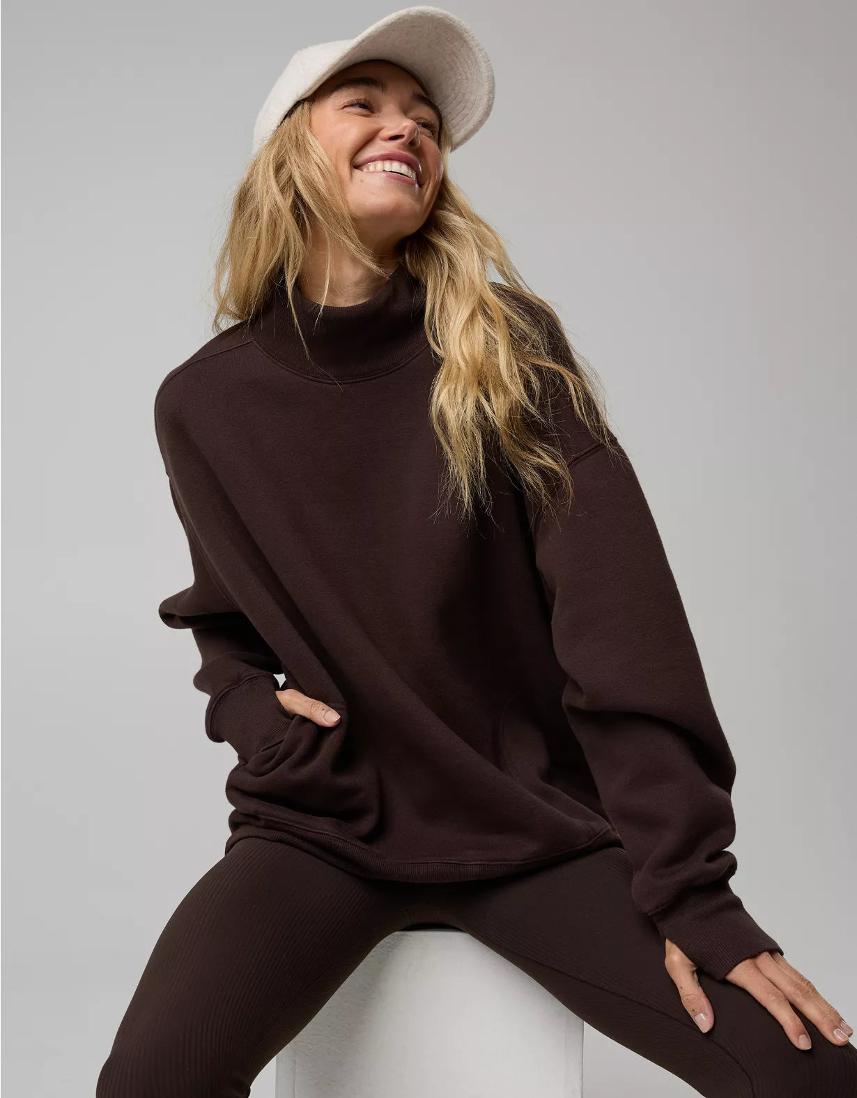 Cloud Fleece Oversized Mockneck Sweatshirt & Trouser Set