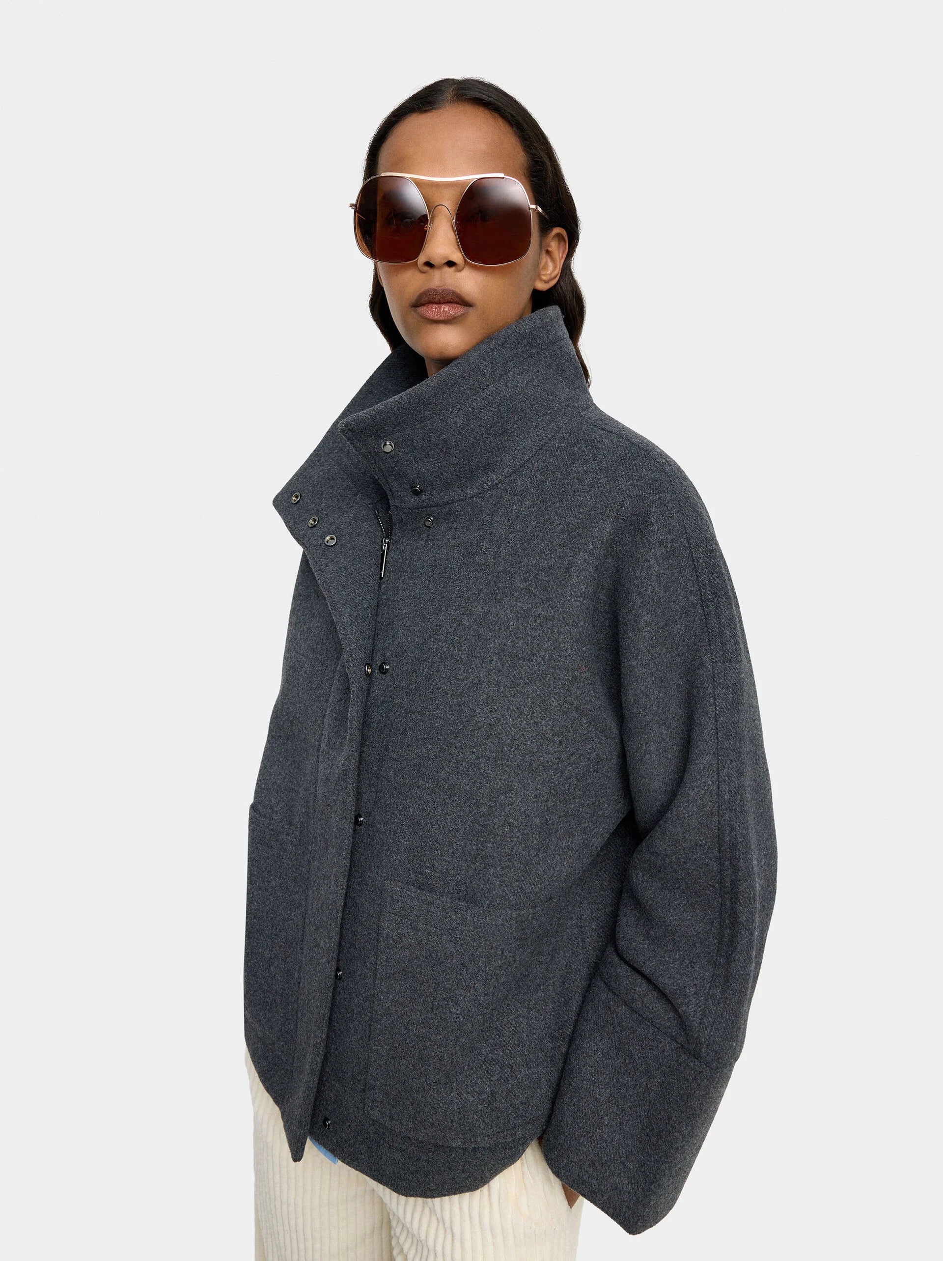 Jacket with high collar