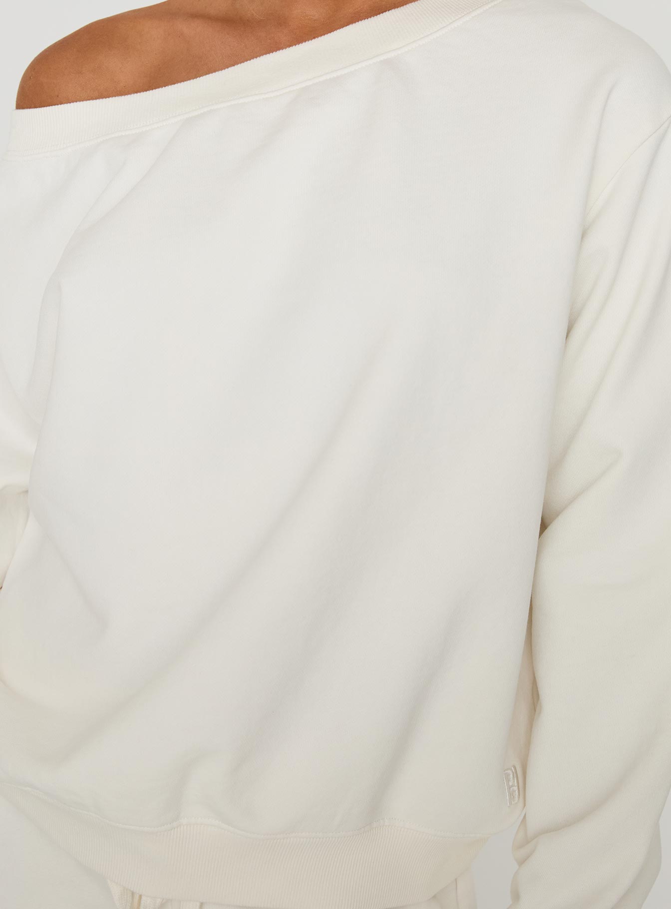 Wellness Off The Shoulder Jumper Washed White & Dodie Wide Leg Pants Washed White Set