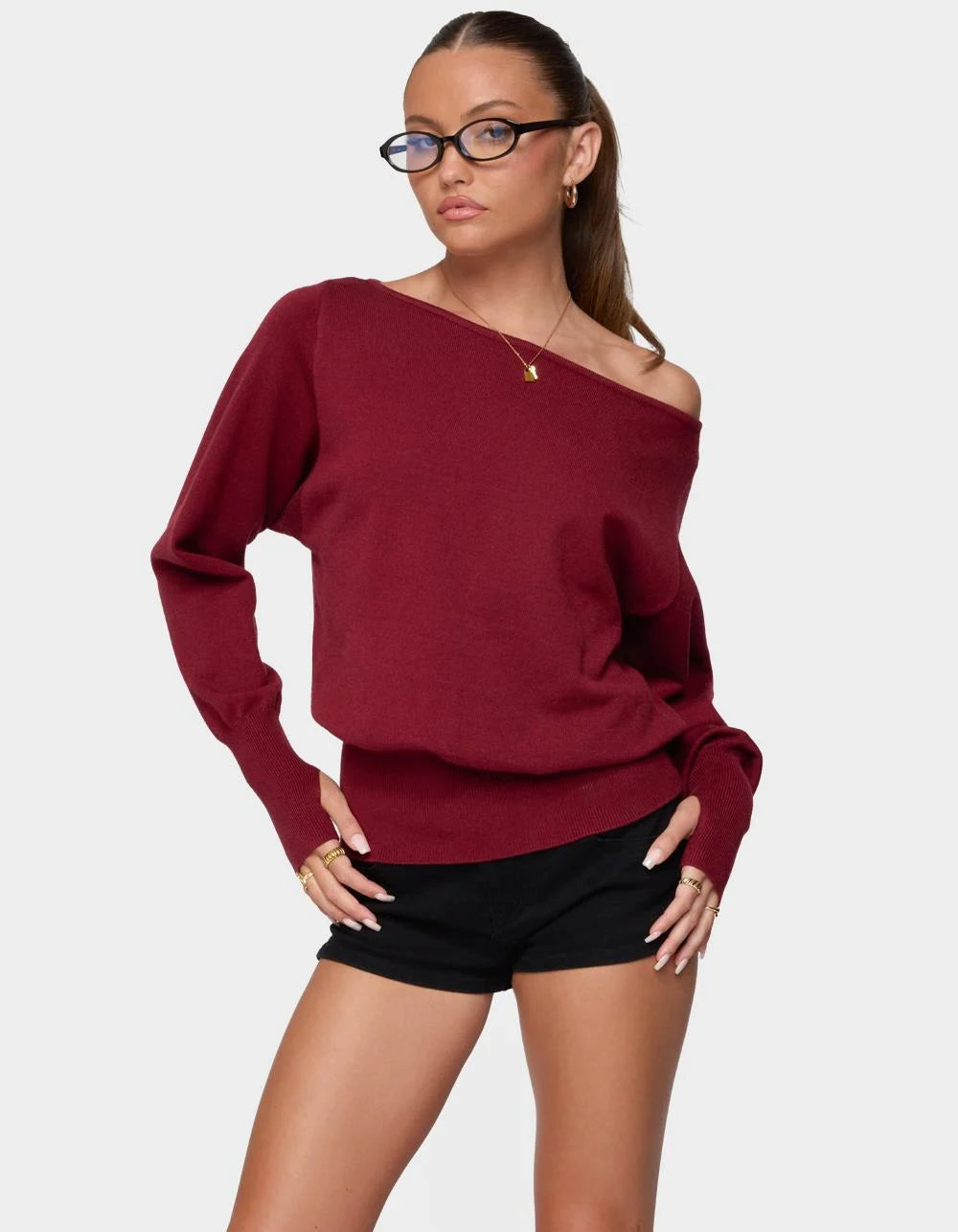 Off Shoulder Oversized Sweater