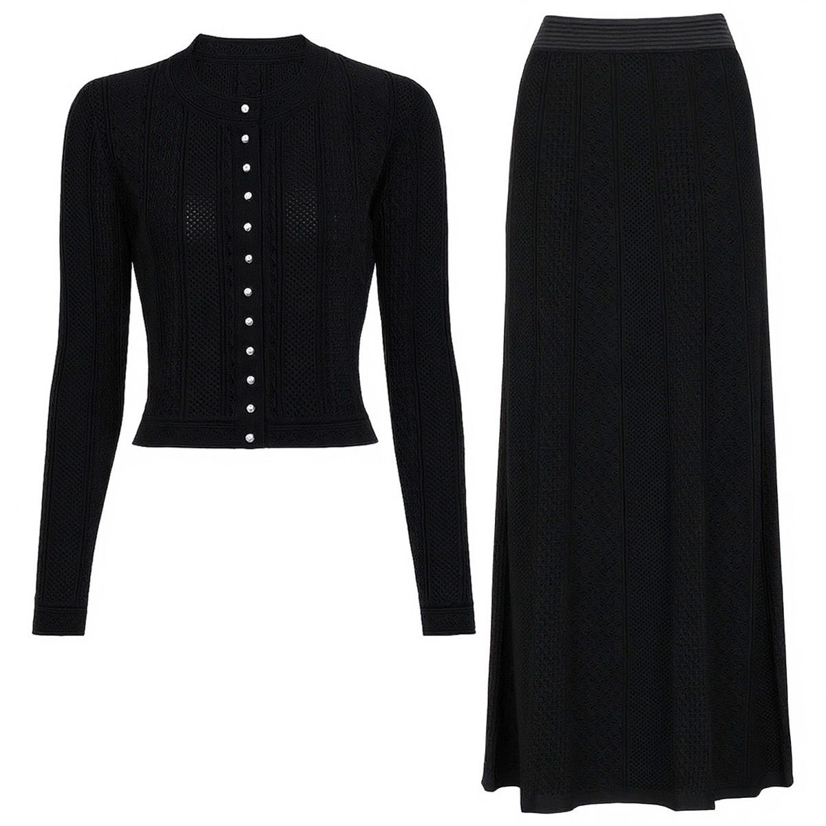 Jessica Bara Akia Long Sleeve Top and Maxi Skirt Two Piece Set