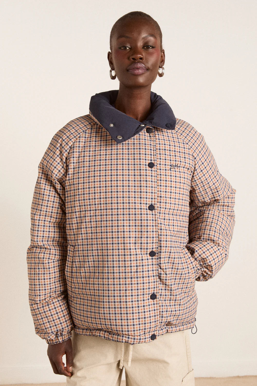 The Opal Reversible Puffer – Navy & Check