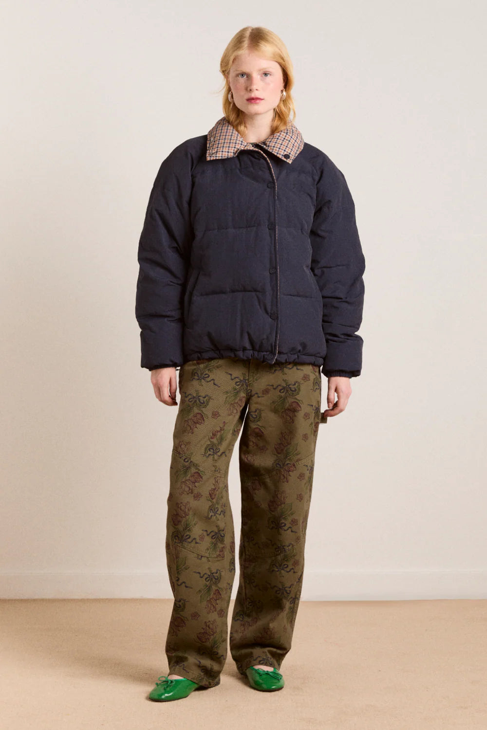 The Opal Reversible Puffer – Navy & Check