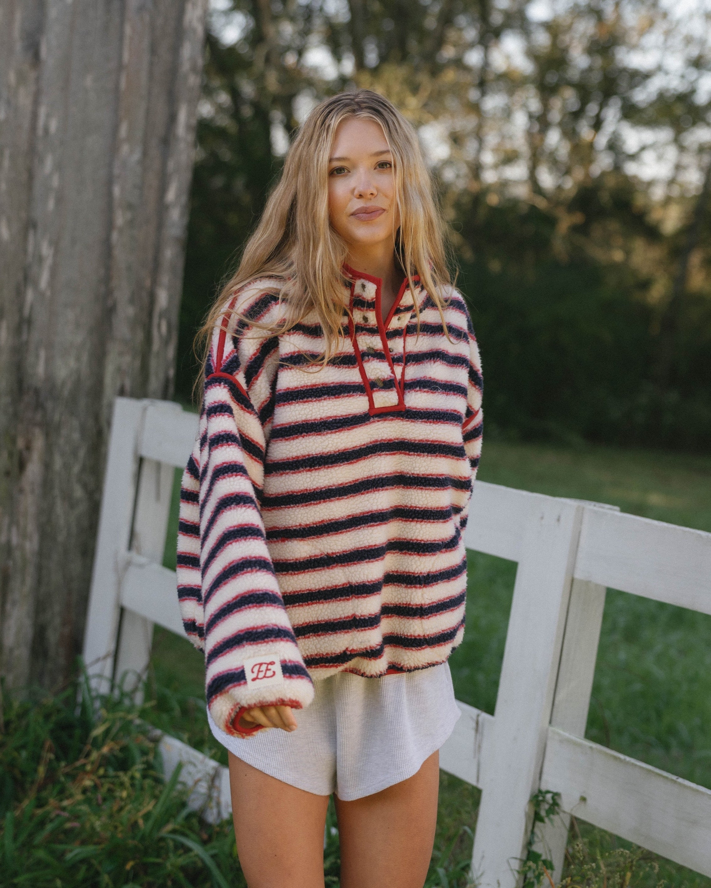 Striped Fleece Pullover