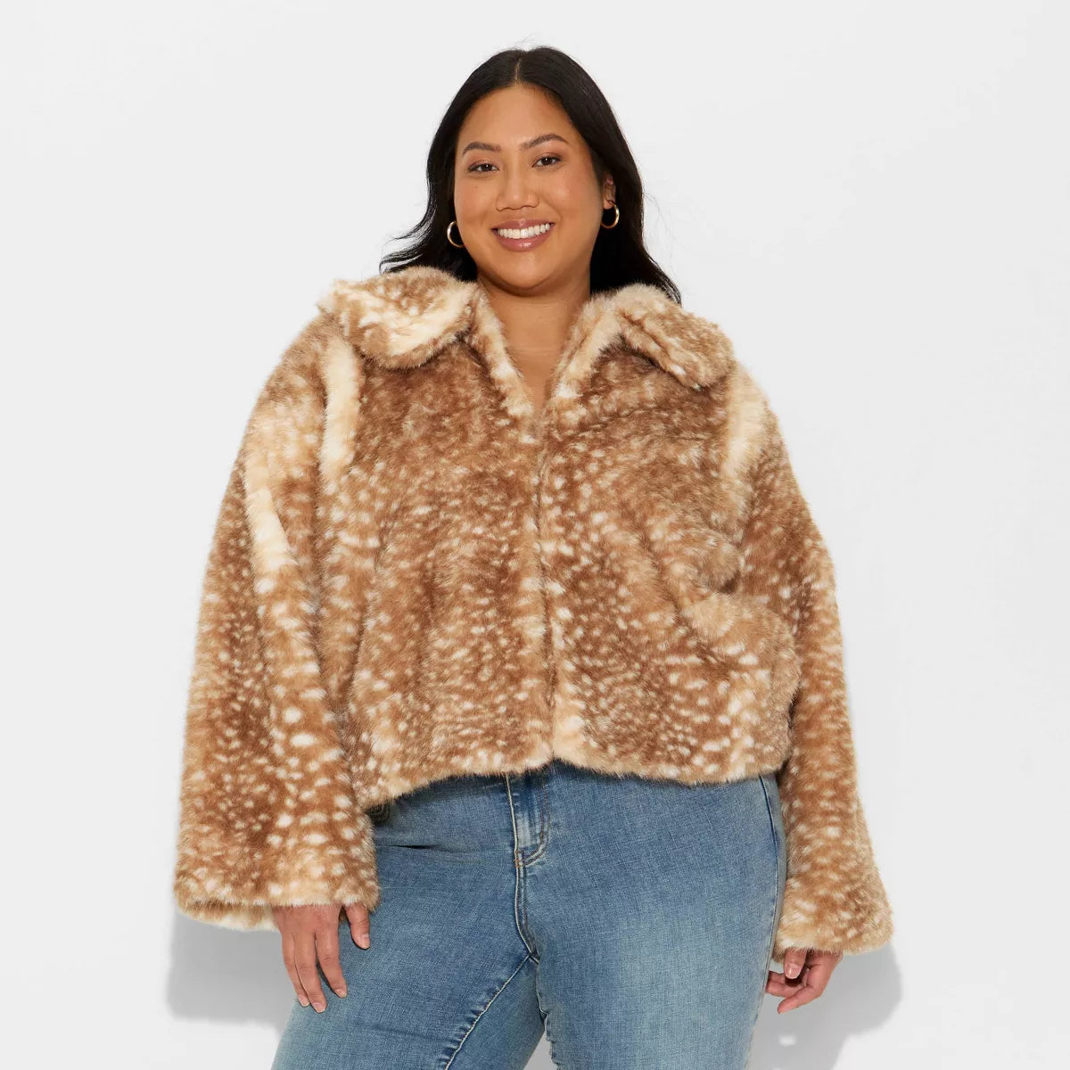 Women's Faux Fur Jacket - Wild Fable™ Tan Deer Hide