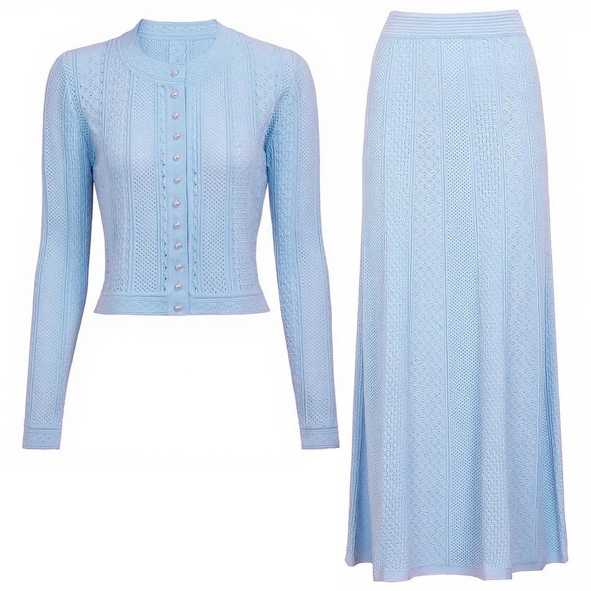 Jessica Bara Akia Long Sleeve Top and Maxi Skirt Two Piece Set