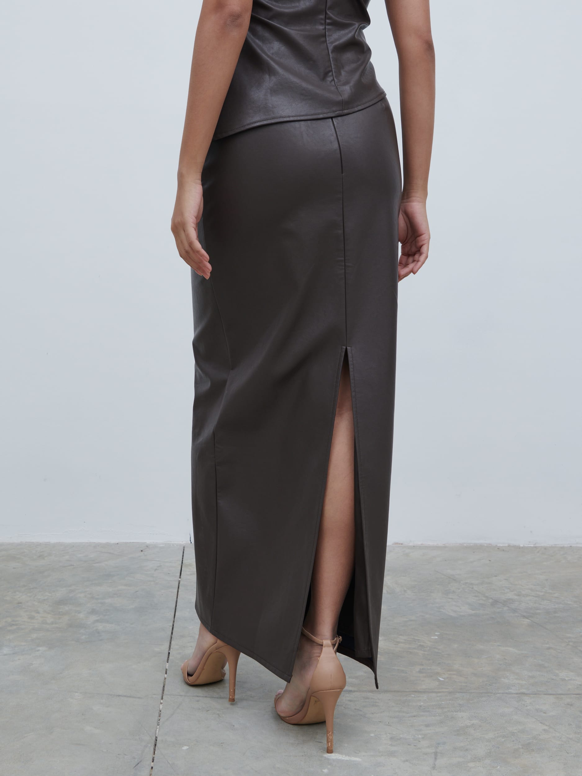 Maeve Faux Leather Maxi Top & Skirt