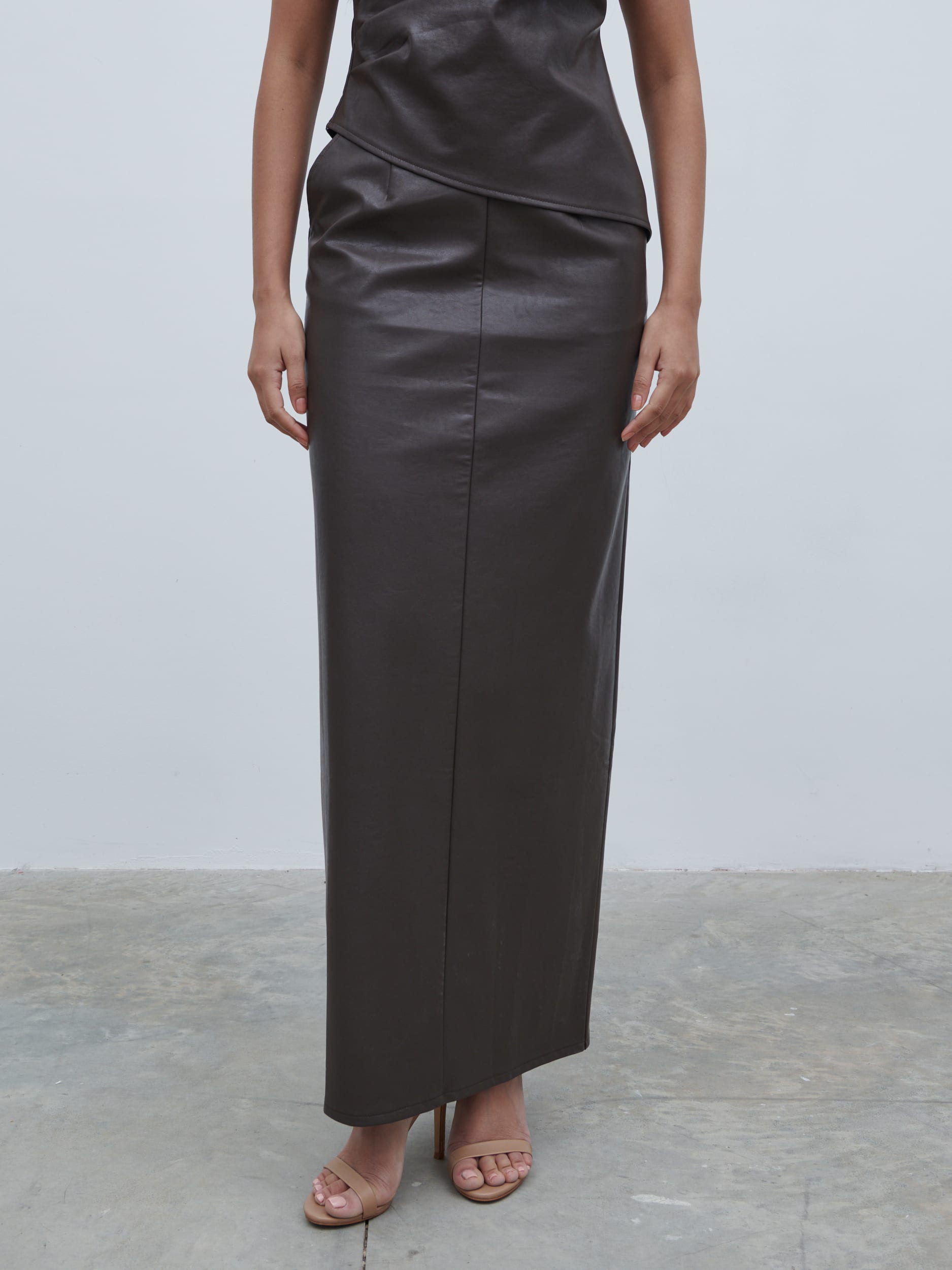 Maeve Faux Leather Maxi Top & Skirt