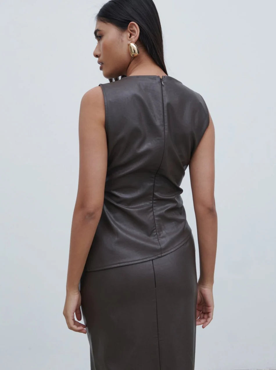 Maeve Faux Leather Maxi Top & Skirt