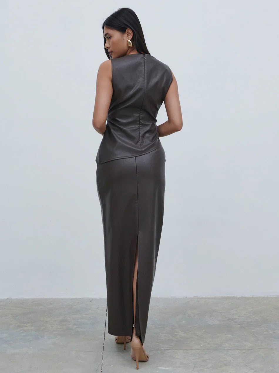 Maeve Faux Leather Maxi Top & Skirt