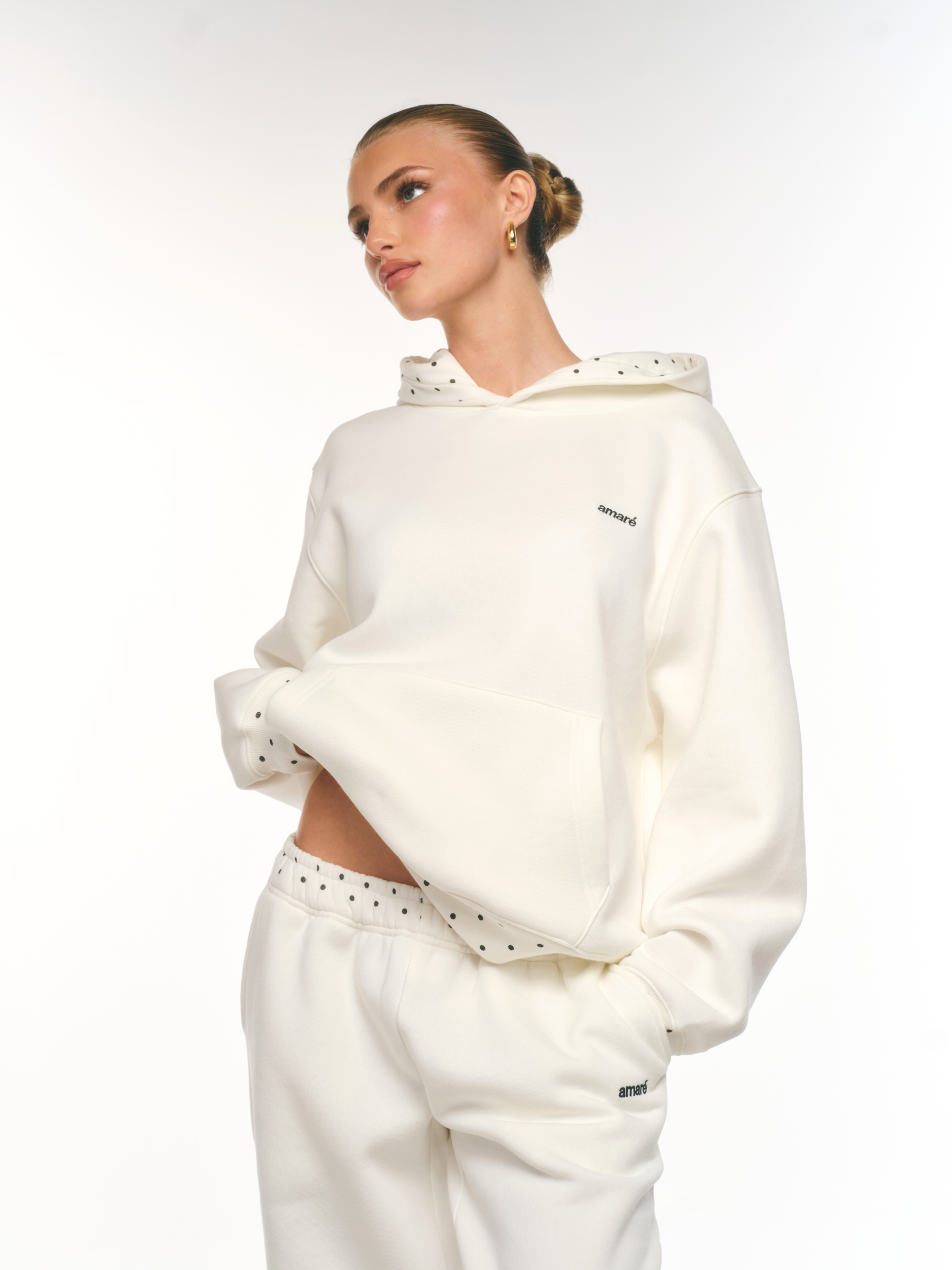 AMARÉ POLKA DOT HOODIE (WHITE)