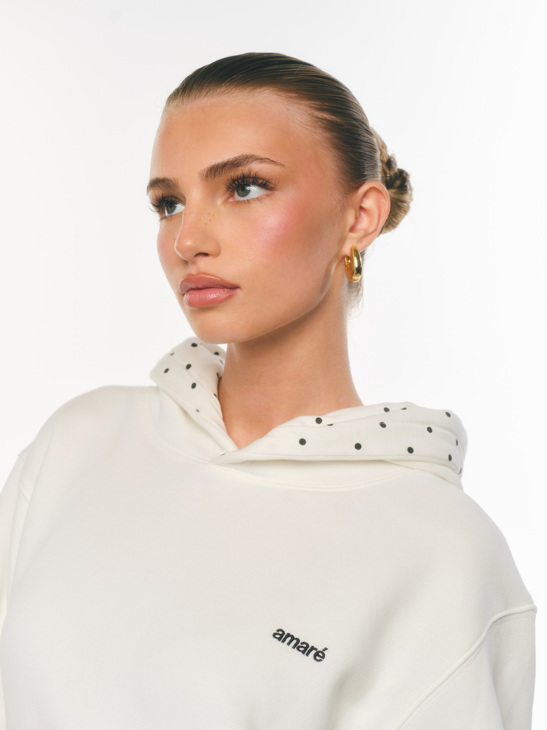 AMARÉ POLKA DOT HOODIE (WHITE)