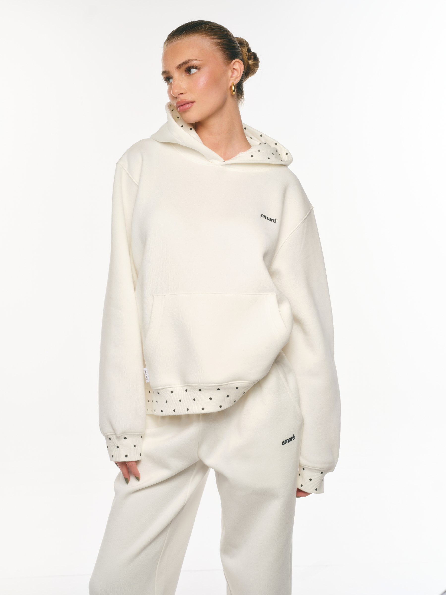 AMARÉ POLKA DOT HOODIE (WHITE)