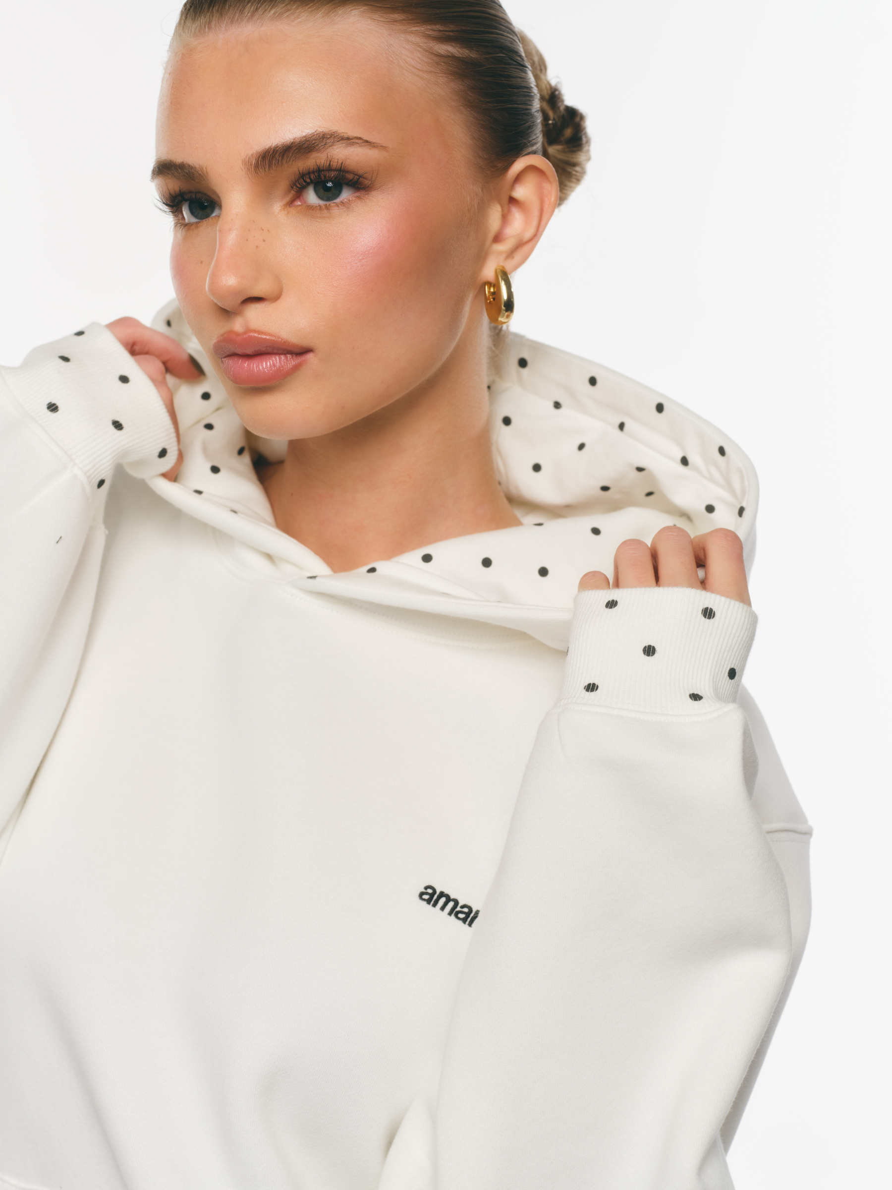 AMARÉ POLKA DOT HOODIE (WHITE)