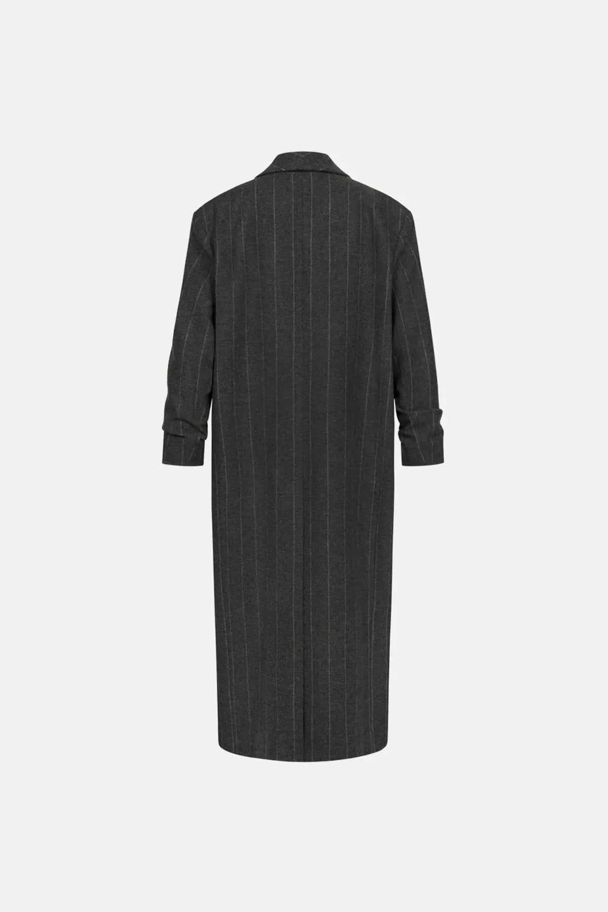 Straight-cut coat with gathered sleeves