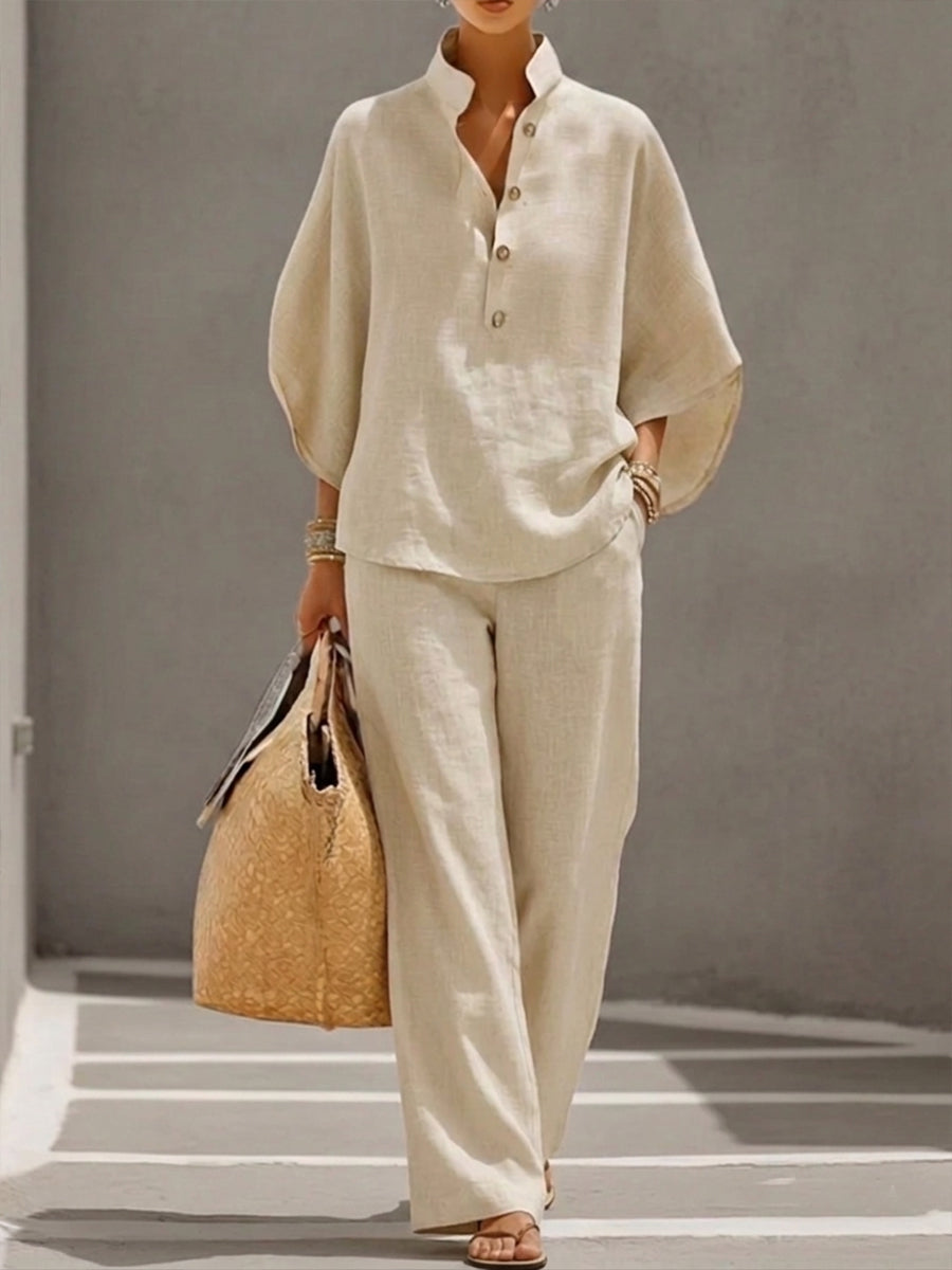 Mariel | Linen Cotton Batwing Co-ord Set