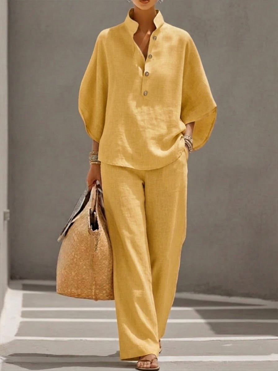 Mariel | Linen Cotton Batwing Co-ord Set