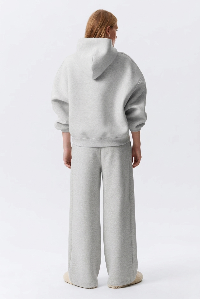 Light Grey Melange Hoodie & Joggers Set