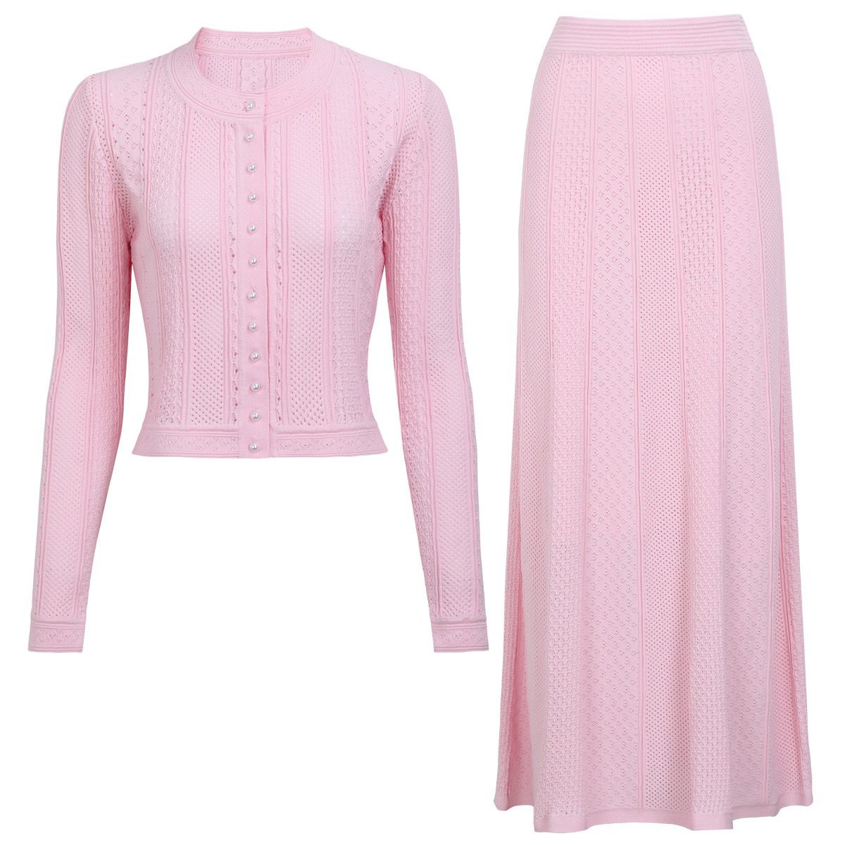 Jessica Bara Akia Long Sleeve Top and Maxi Skirt Two Piece Set