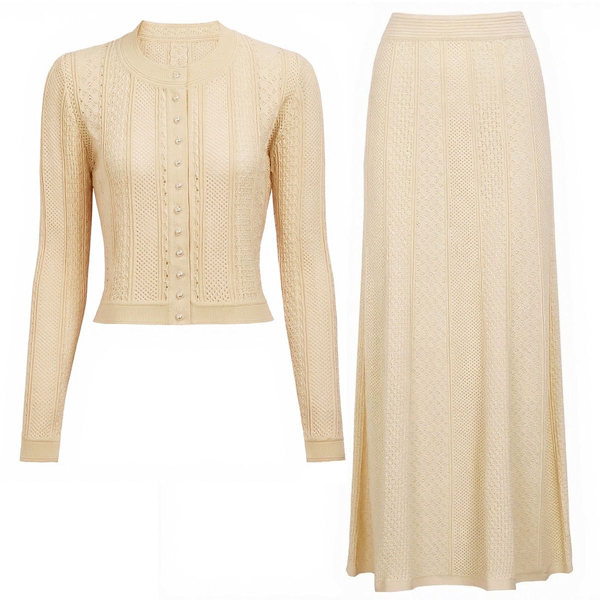 Jessica Bara Akia Long Sleeve Top and Maxi Skirt Two Piece Set