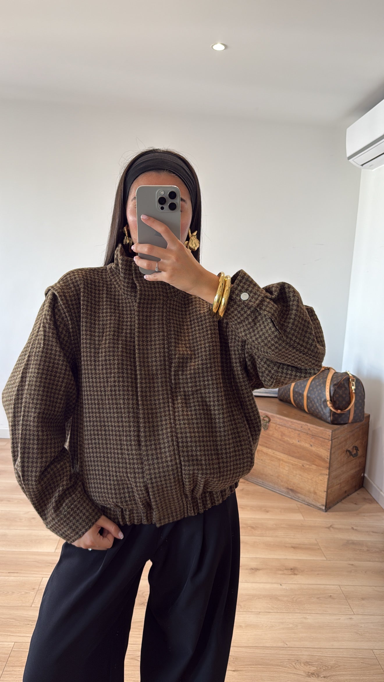 Pied-de-Poule Oversize Jacket