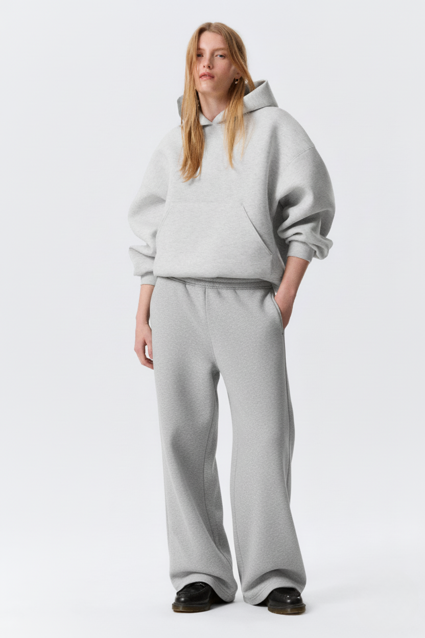 Light Grey Melange Hoodie & Joggers Set