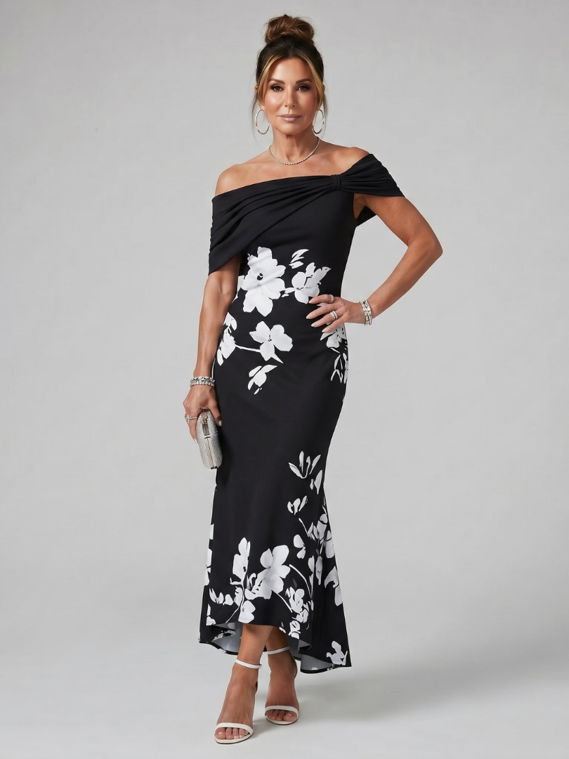Evelina | Off Shoulder Midi Dress