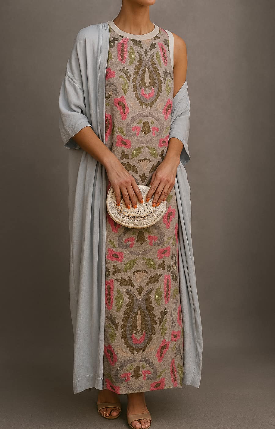 Élina | Printed Maxi Dress & Matching Cardigan Set