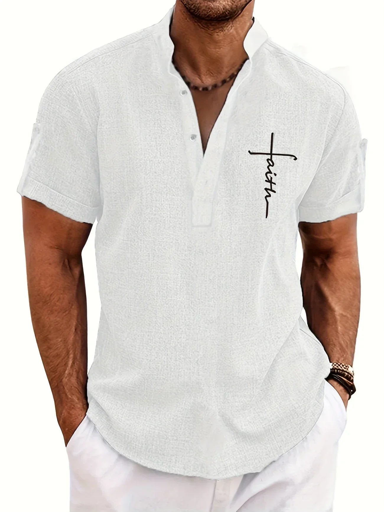 Leblanc™ | Elegant Short-Sleeve Shirt with Stand Collar