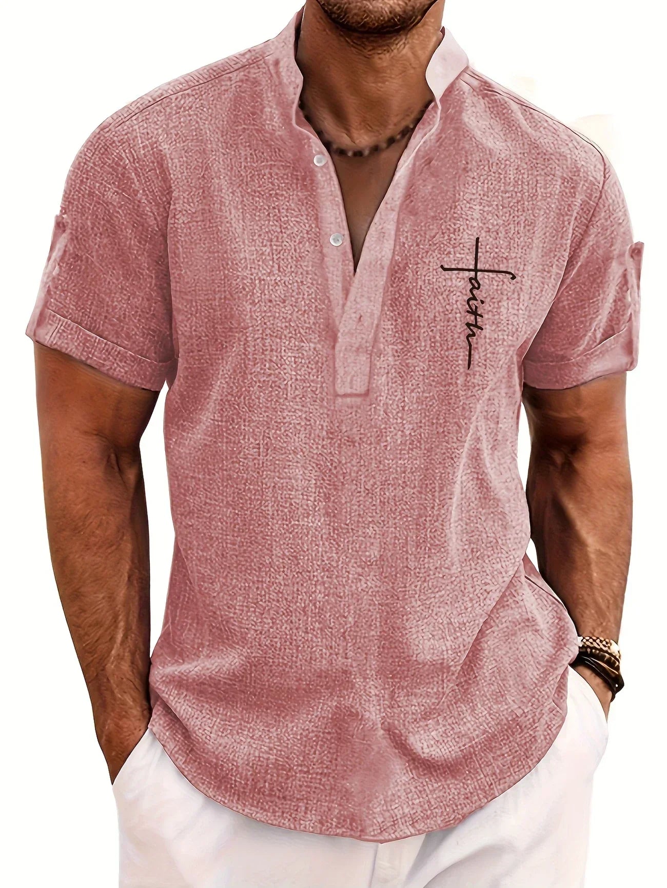 Leblanc™ | Elegant Short-Sleeve Shirt with Stand Collar