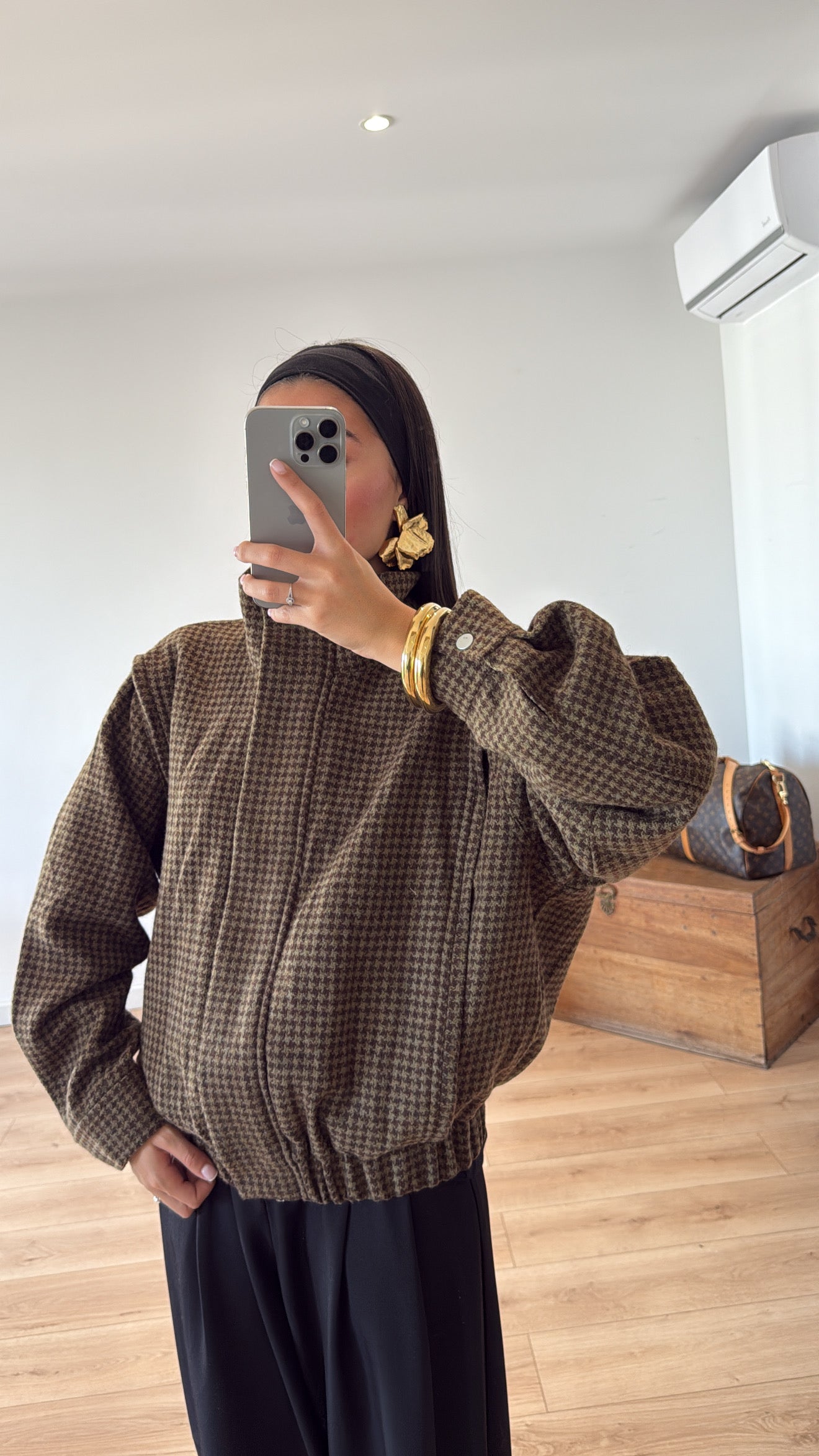 Pied-de-Poule Oversize Jacket