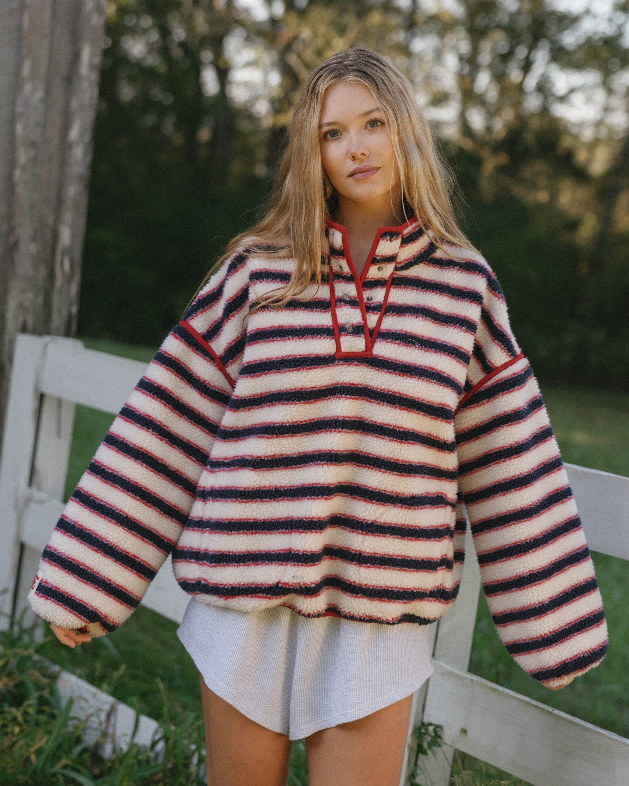 Striped Fleece Pullover