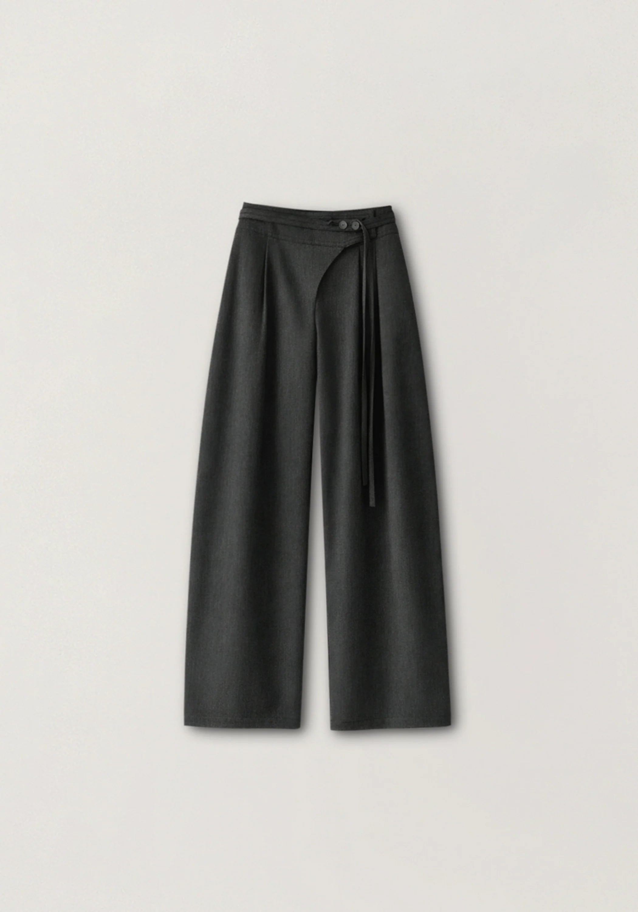 Asymmetric Wide-leg Pants – Black Ash