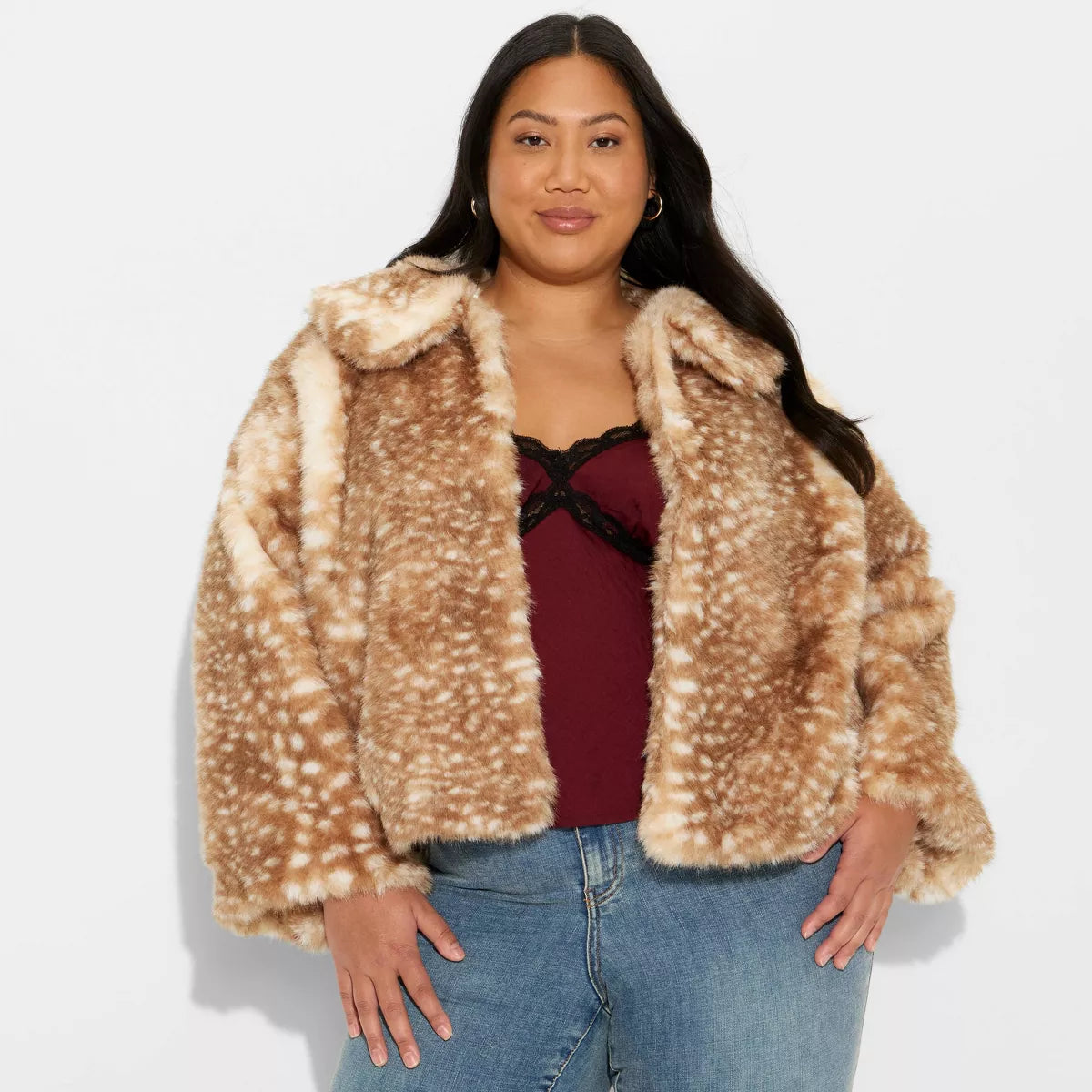 Women's Faux Fur Jacket - Wild Fable™ Tan Deer Hide