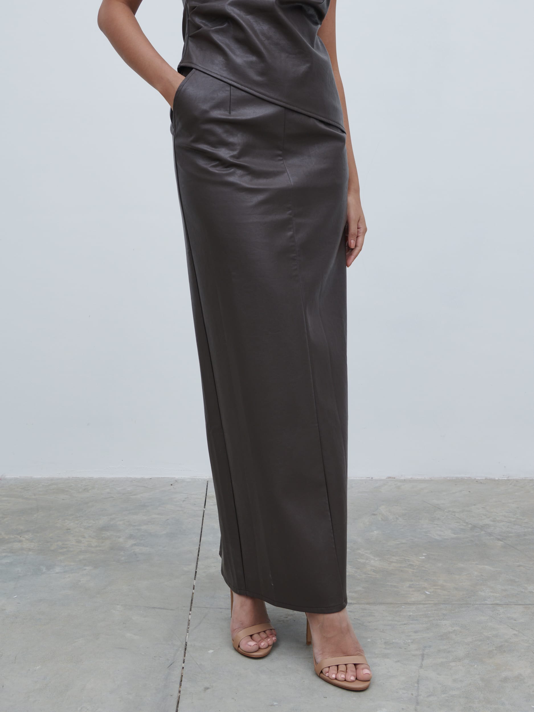Maeve Faux Leather Maxi Top & Skirt