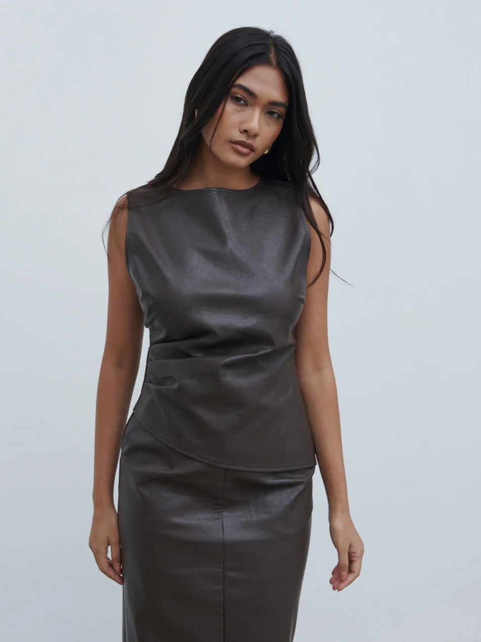Maeve Faux Leather Maxi Top & Skirt