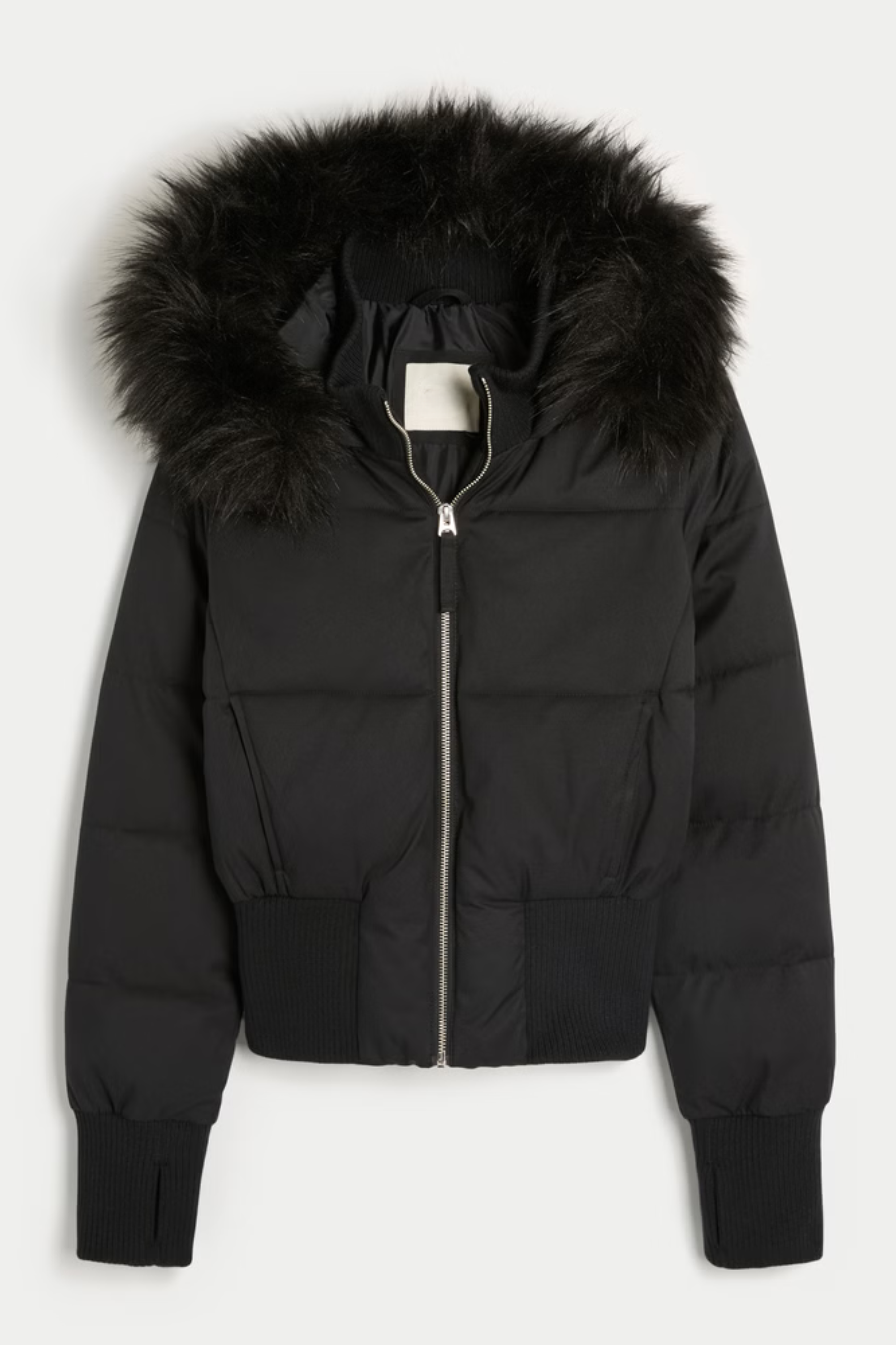 Faux Fur Trim Puffer Bomber Jacket