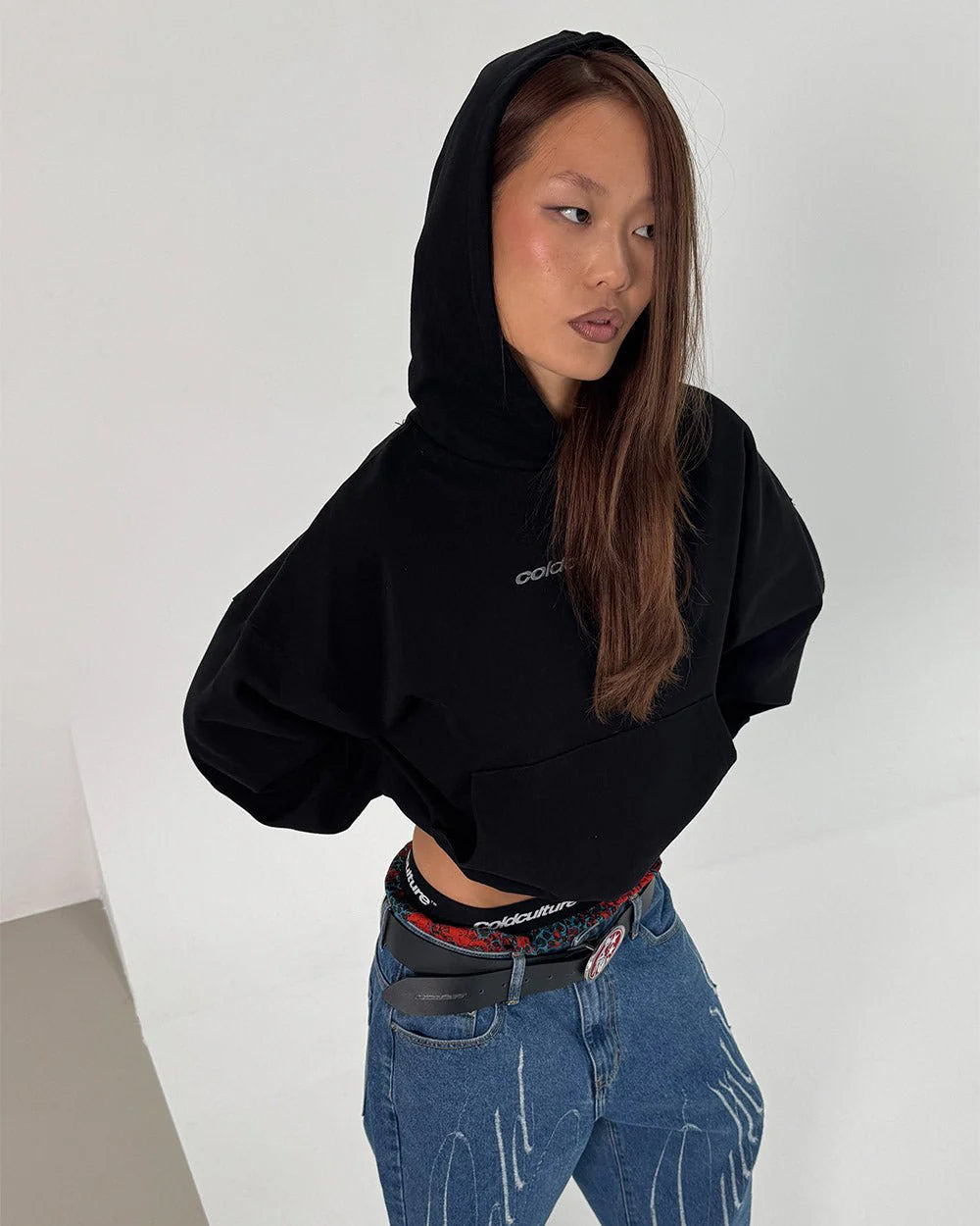 DISTRESS CURVED HOODIE