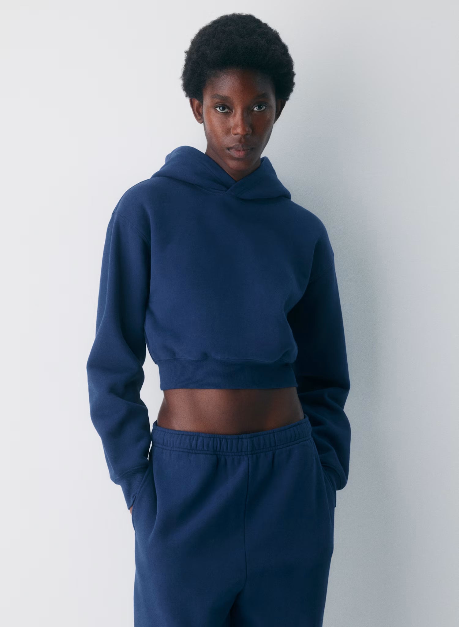 Cozy Sweatfleece Perfect Crop Hoodie & Boyfriend Wide Sweatpant Set