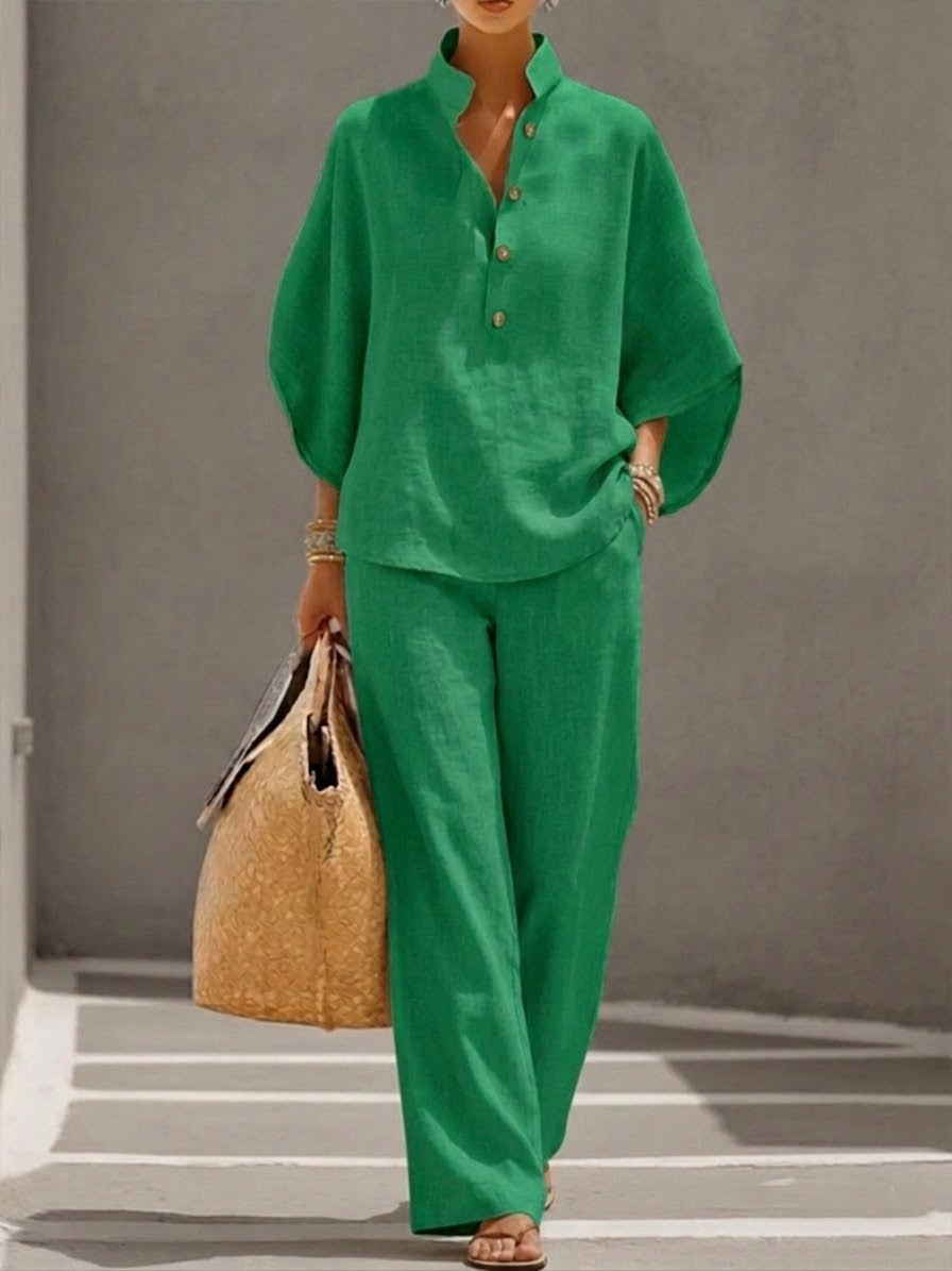 Mariel | Linen Cotton Batwing Co-ord Set