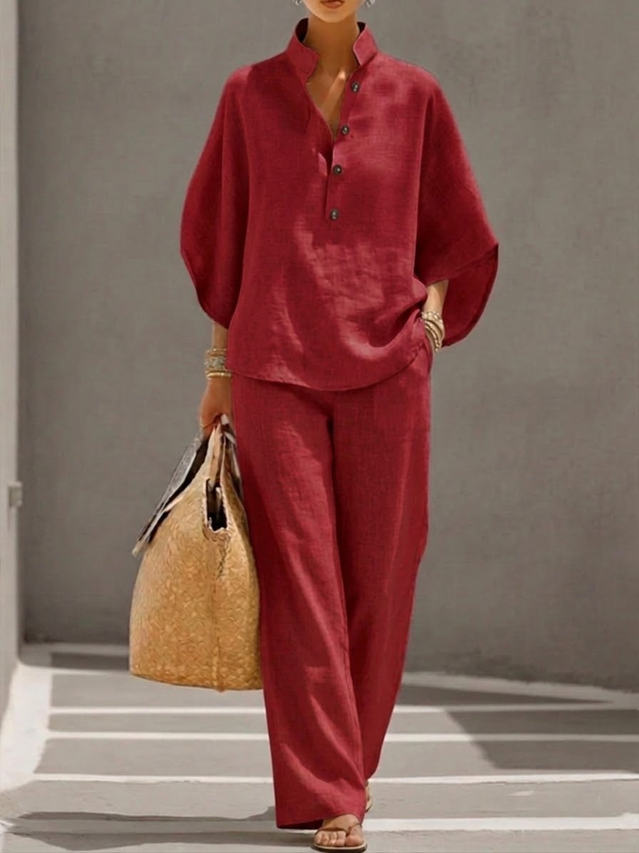 Mariel | Linen Cotton Batwing Co-ord Set