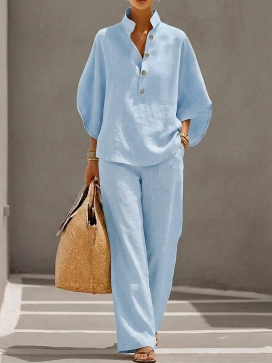 Mariel | Linen Cotton Batwing Co-ord Set