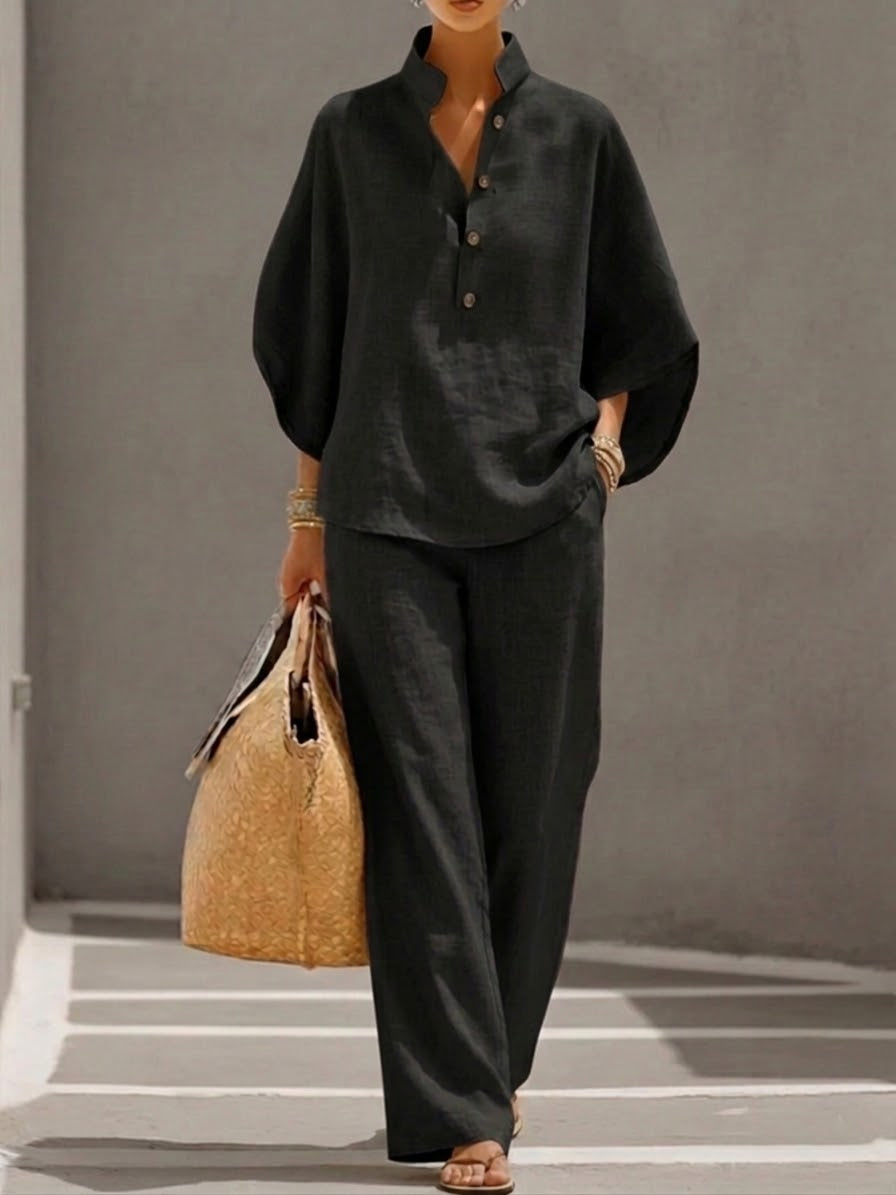 Mariel | Linen Cotton Batwing Co-ord Set